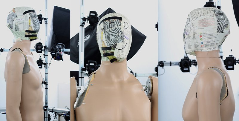 Mannequin covered in paper